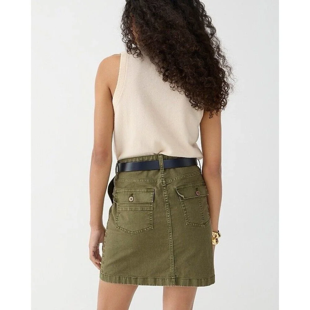 J. Crew Garment-Dyed Utility Mini Skirt Natural Off White Denim Plus Sz 18 - Picture 5 of 10